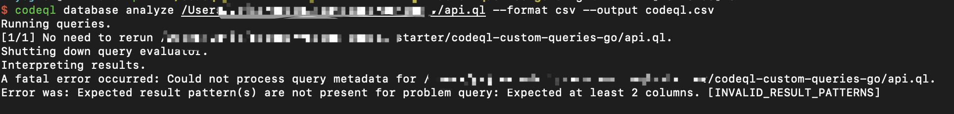 Expected at least 2 columns. · Issue #6930 · github/codeql · GitHub