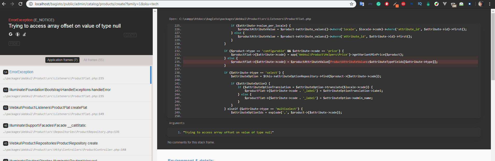 Create Product Bug on PHP version 7.4 · Issue #2021 · bagisto/bagisto ...
