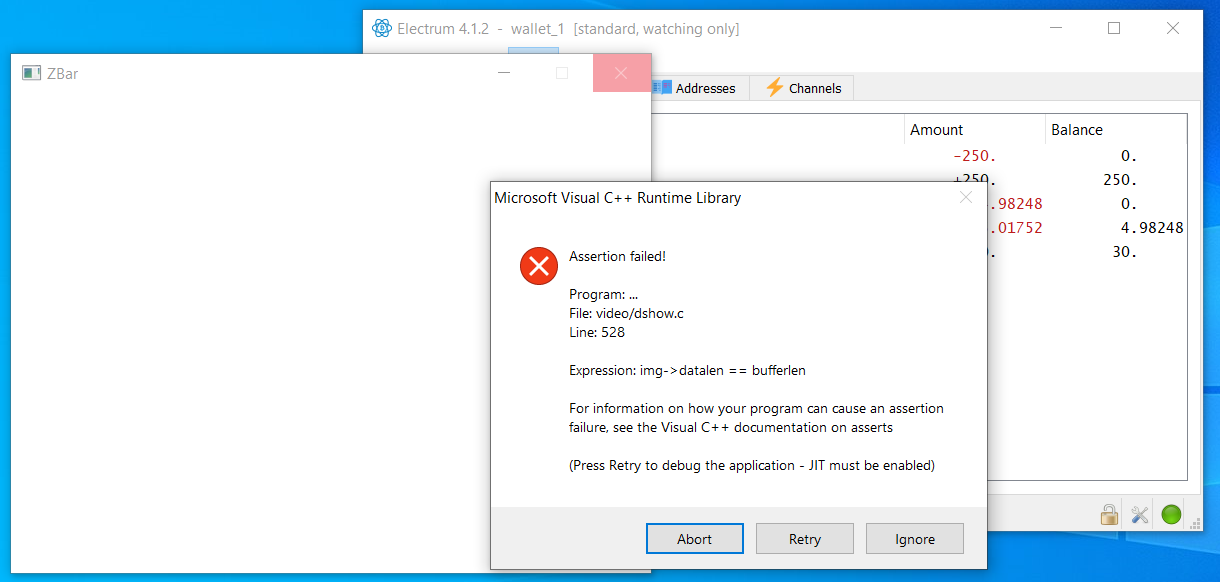 Windows Install Camera Function not working (QR codes, zbar issue
