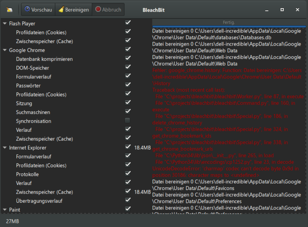 UnicodeDecodeError cleaning Google Chrome with BleachBit 4.0.0 · Issue