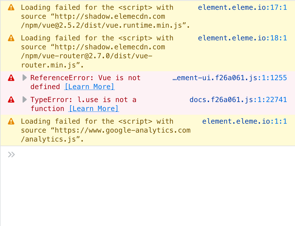 [Bug Report] The main website is broken - http://element.eleme.io/#/en ...