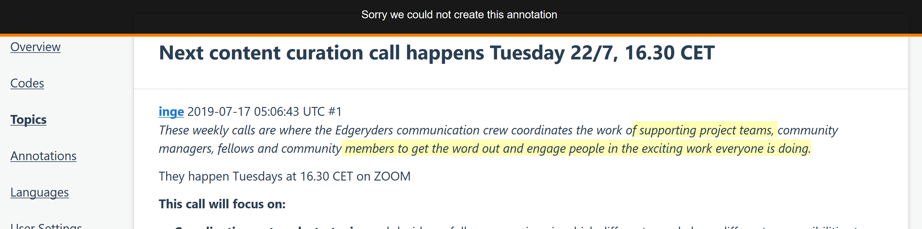 Fix that creating codes on-the-fly in Open Ethnographer fails without a ...