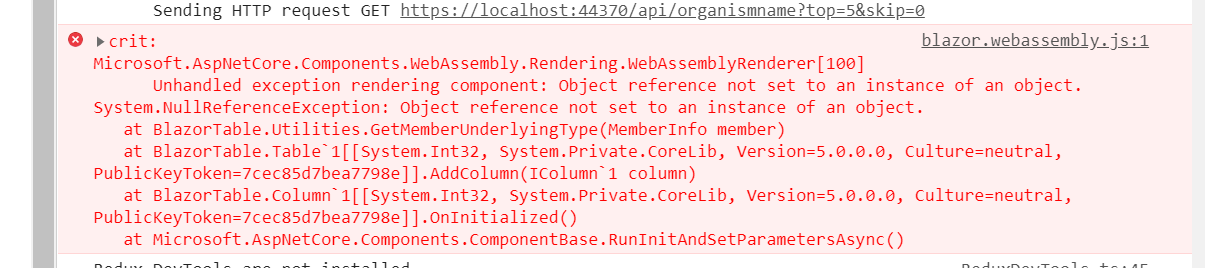 ProjectsTableException1