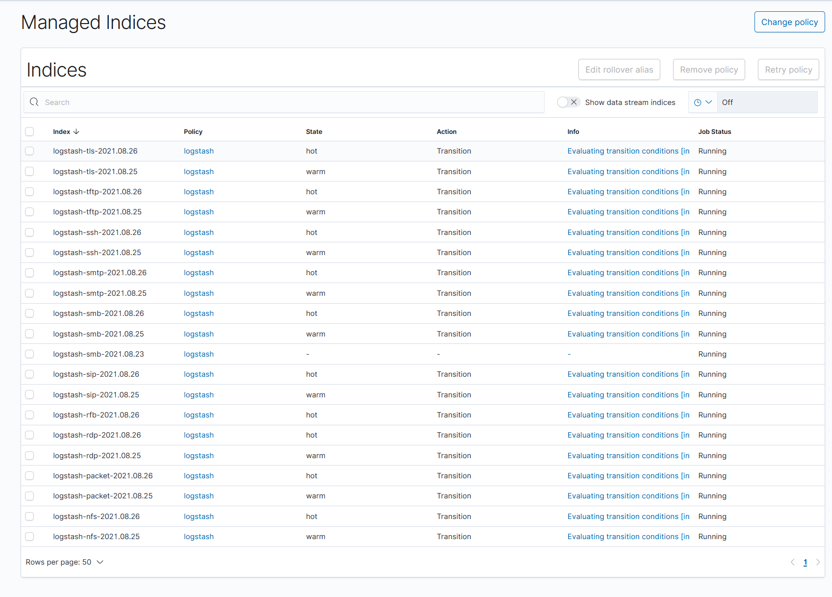 [BUG] Managed indices screen shows less managed indices compared to the ...