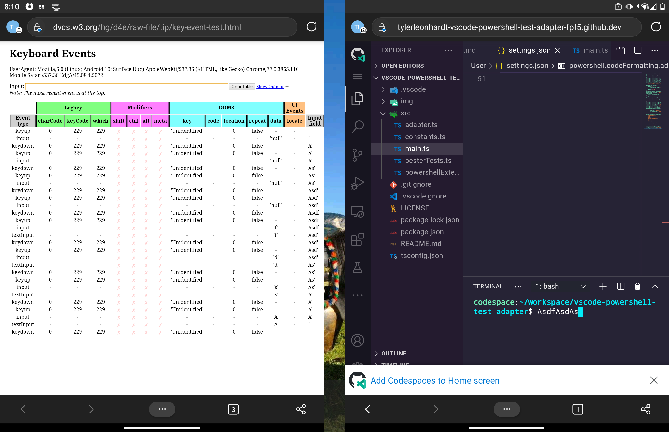 Issues with Backspace in Codespaces on Android (Surface Duo) · Issue ...