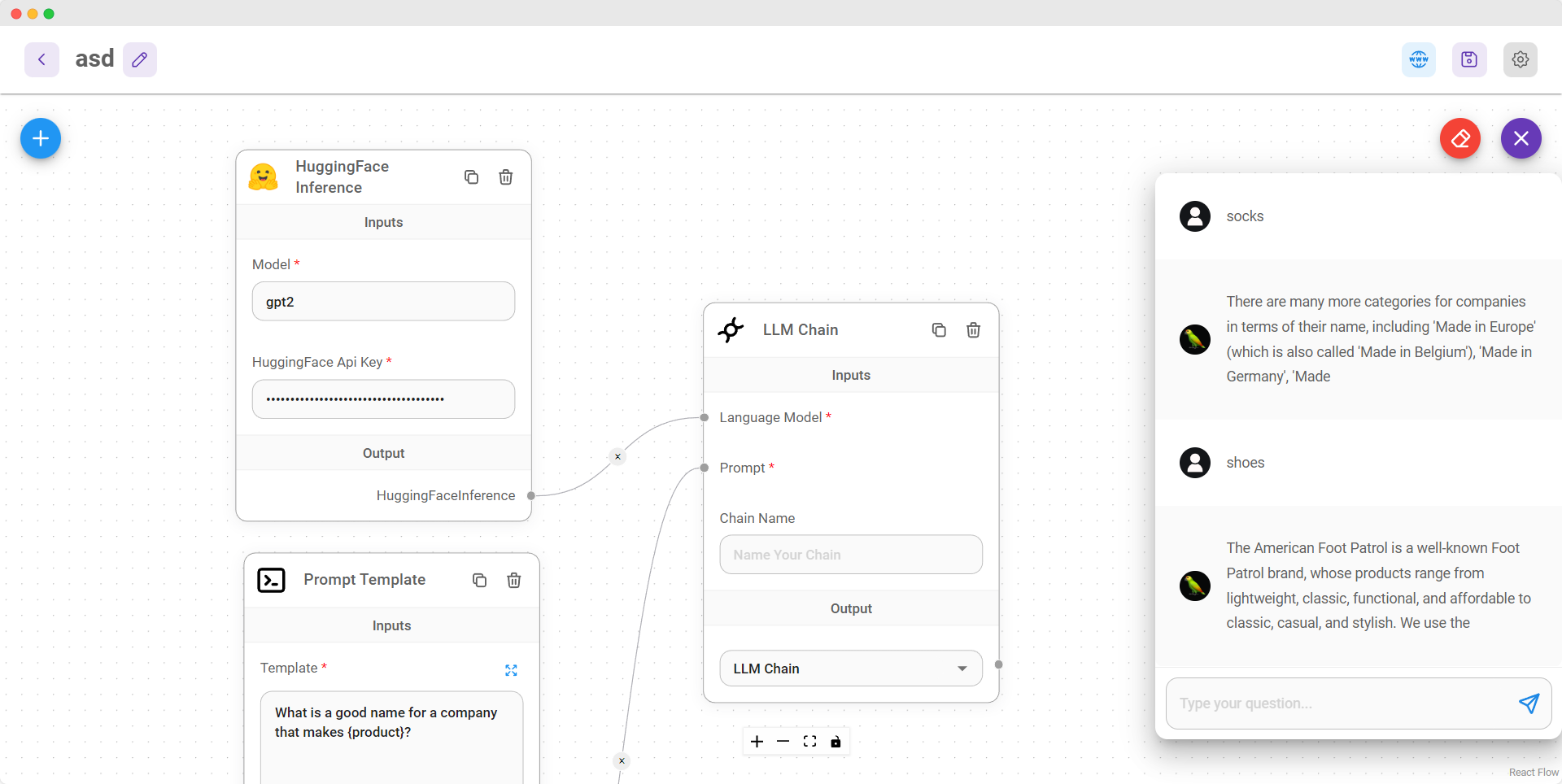 Example usage of the huggingface node issue 28 flowiseai flowise