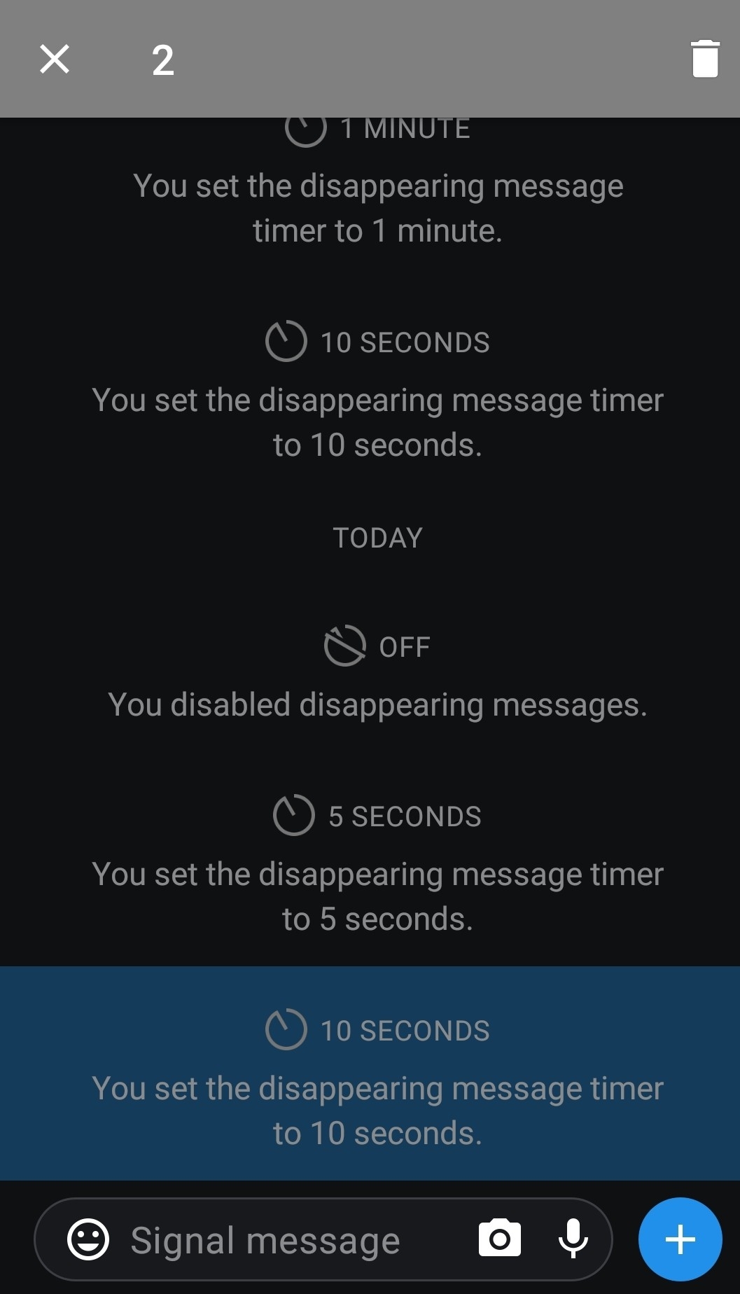 Keeping disappearing messages selected as they disappear does not