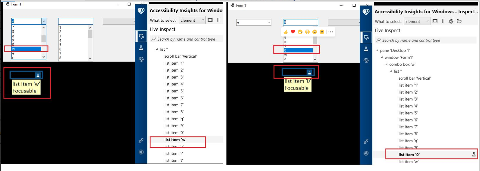 AccessibilityInsights Misplaced bounding rectangle for ComboBox items