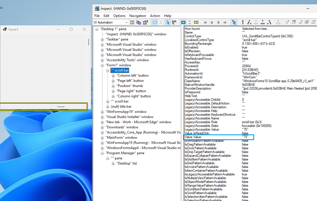 [Accessibility] Narrator cannot announce the progress of the VScrollbar