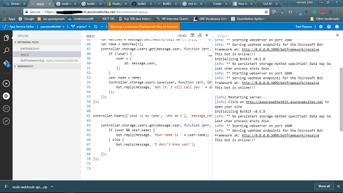 botkit - Botframework as app service in azure , not working · Issue ...