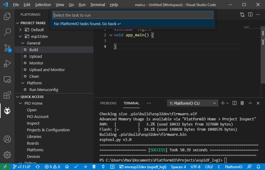 Intermittent can't build issue, shows "Configure a Task" popup list ...