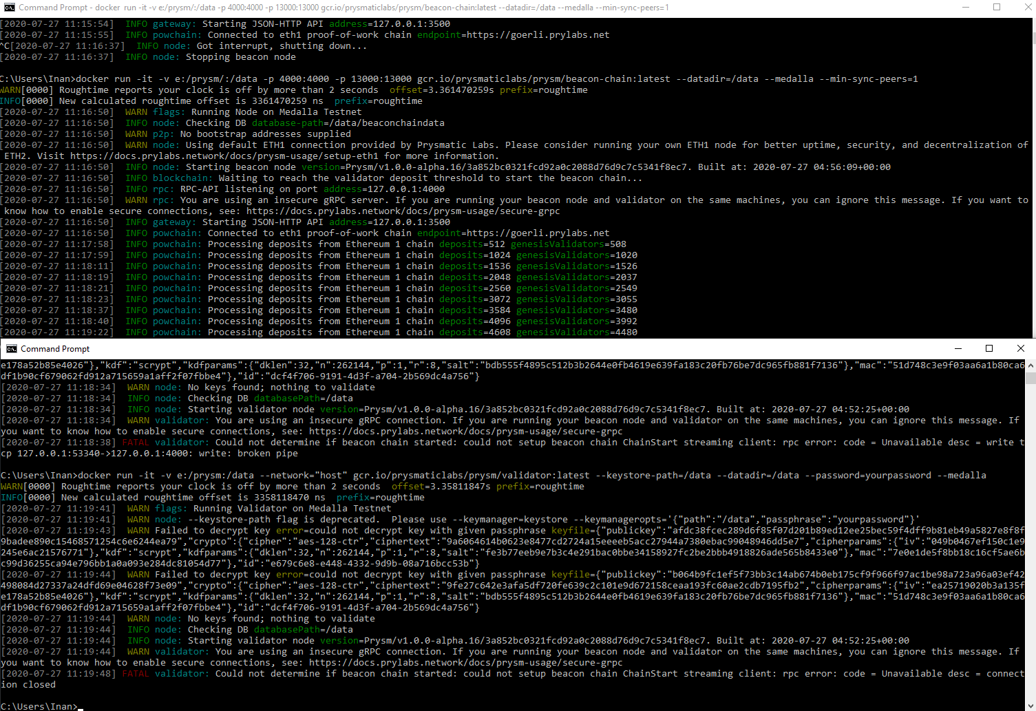could not determine if beacon chain started