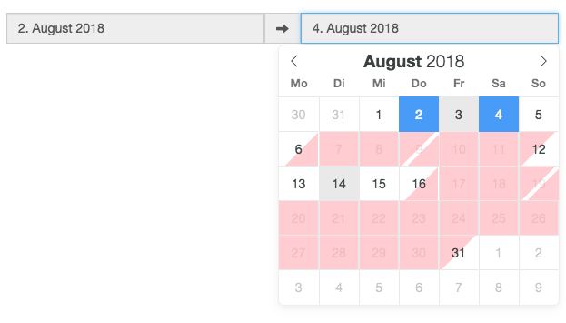 rangePlugin: days between disabled days are selectable · Issue #1443 ...