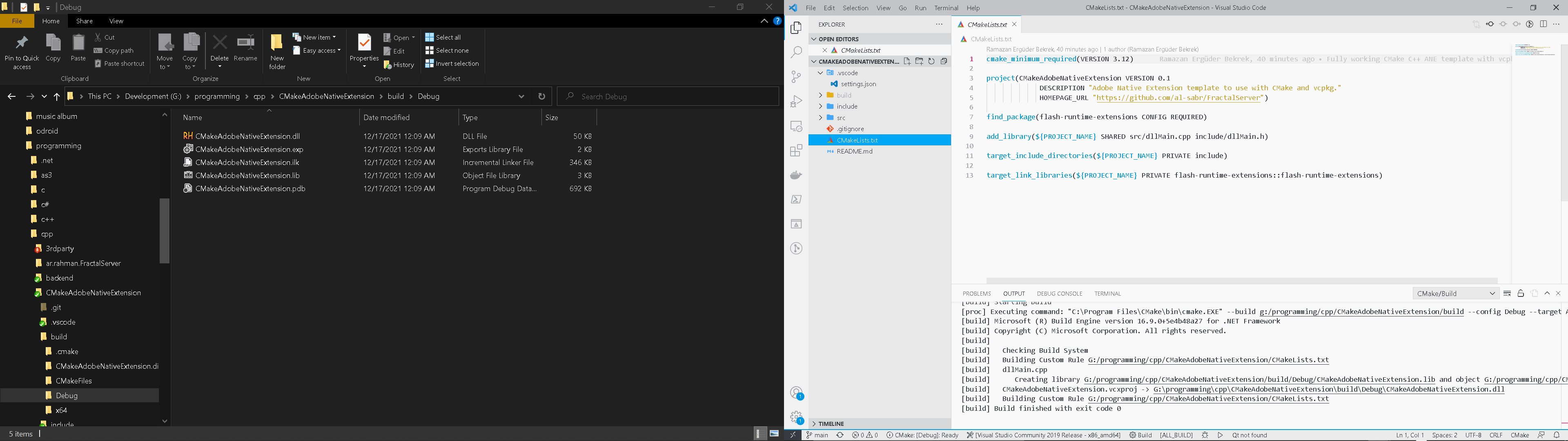 Developing Adobe Native Extensions with CMake and vcpkg is now working ...