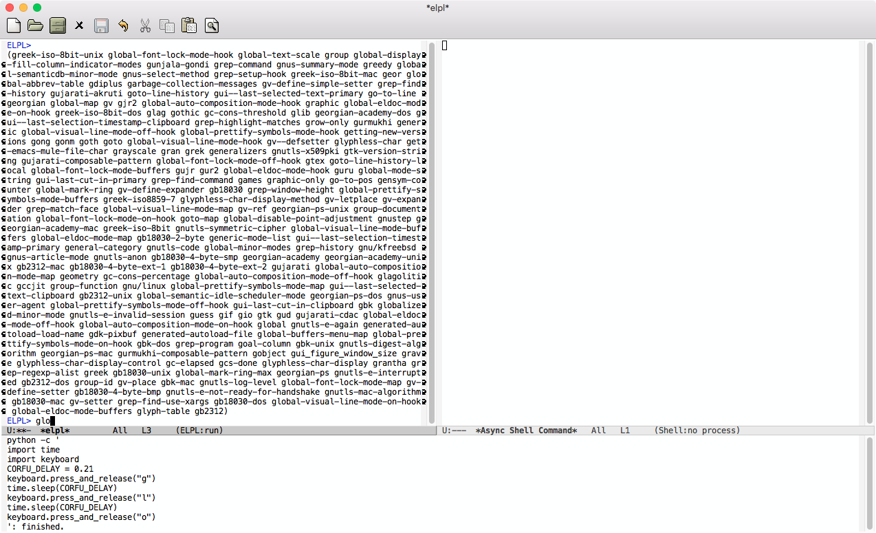 The completion menu is not displayed, but the candidates are printed in ...
