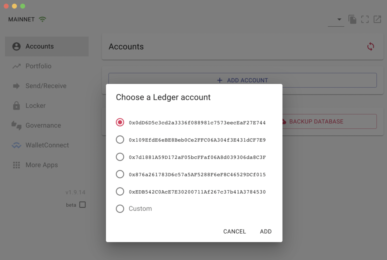 Account selection