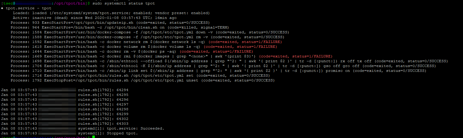 All docker containers/tpot fail, do not come back after a reboot ...