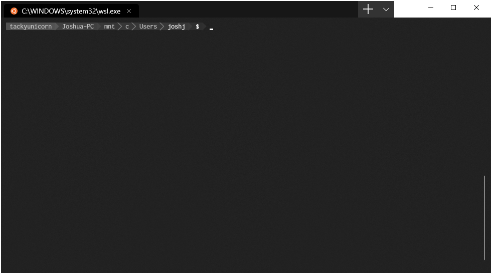 windows terminal wsl start in home directory