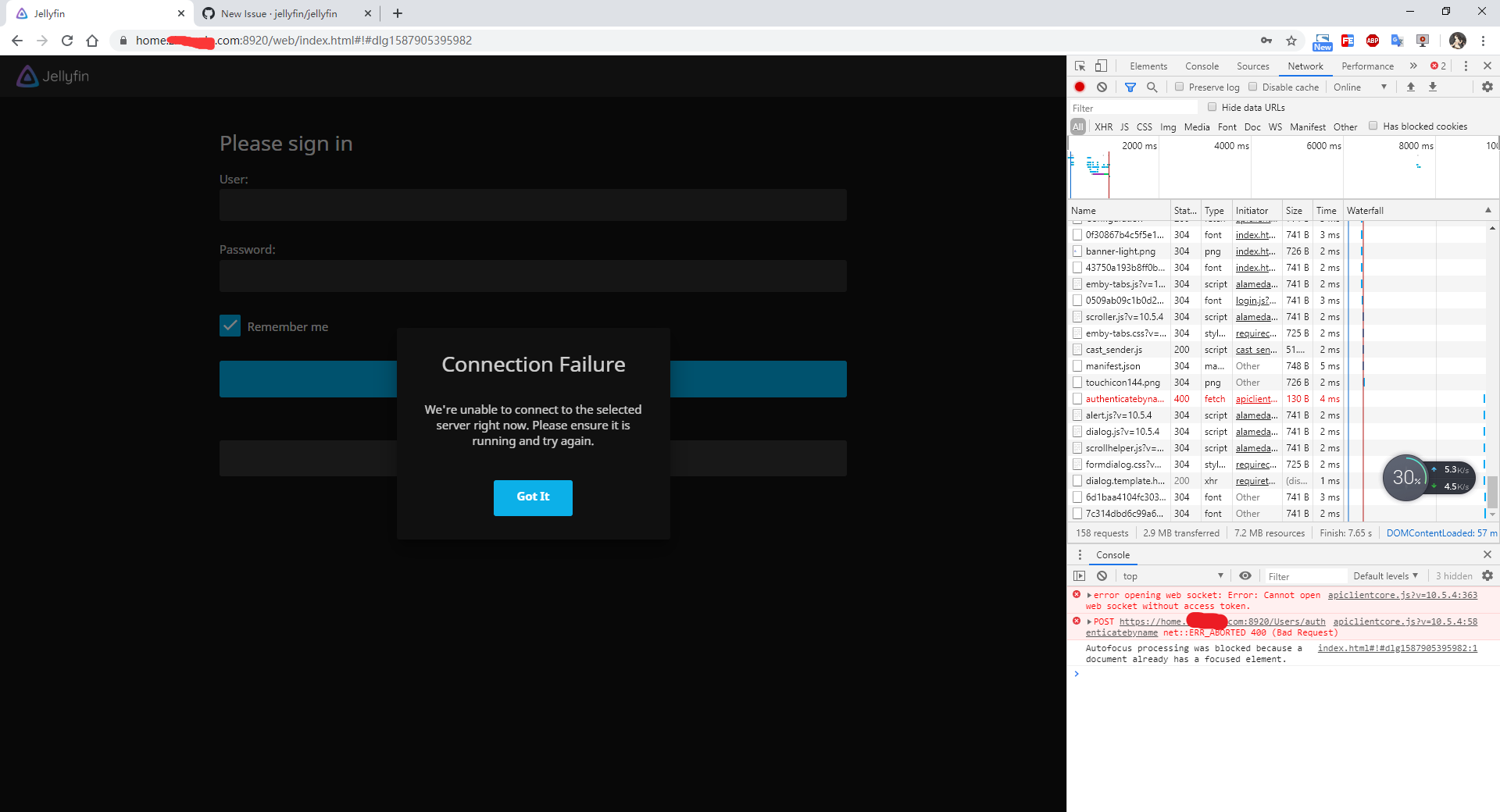 Use domain to access can't loginConnection Failure · Issue 2988