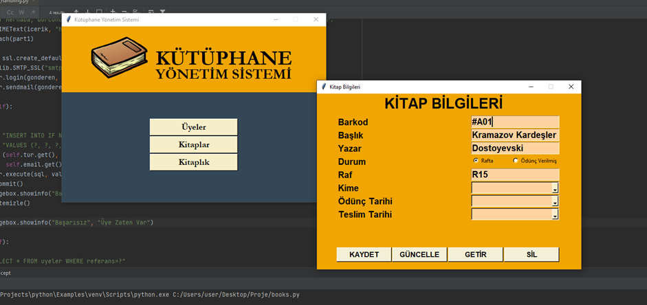 GitHub - Mertysahin/libraryManagement: Python & Tkinter kütüphane ...