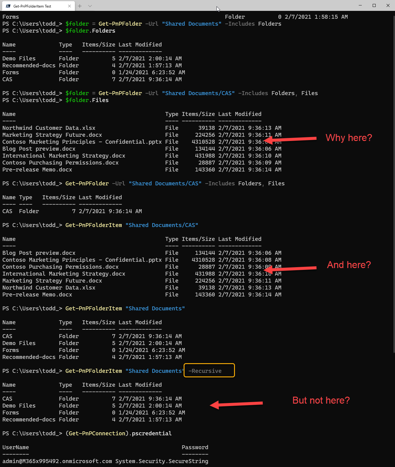 [BUG] GetPnPFolderItem Recurse doesn't show files in folders · Issue