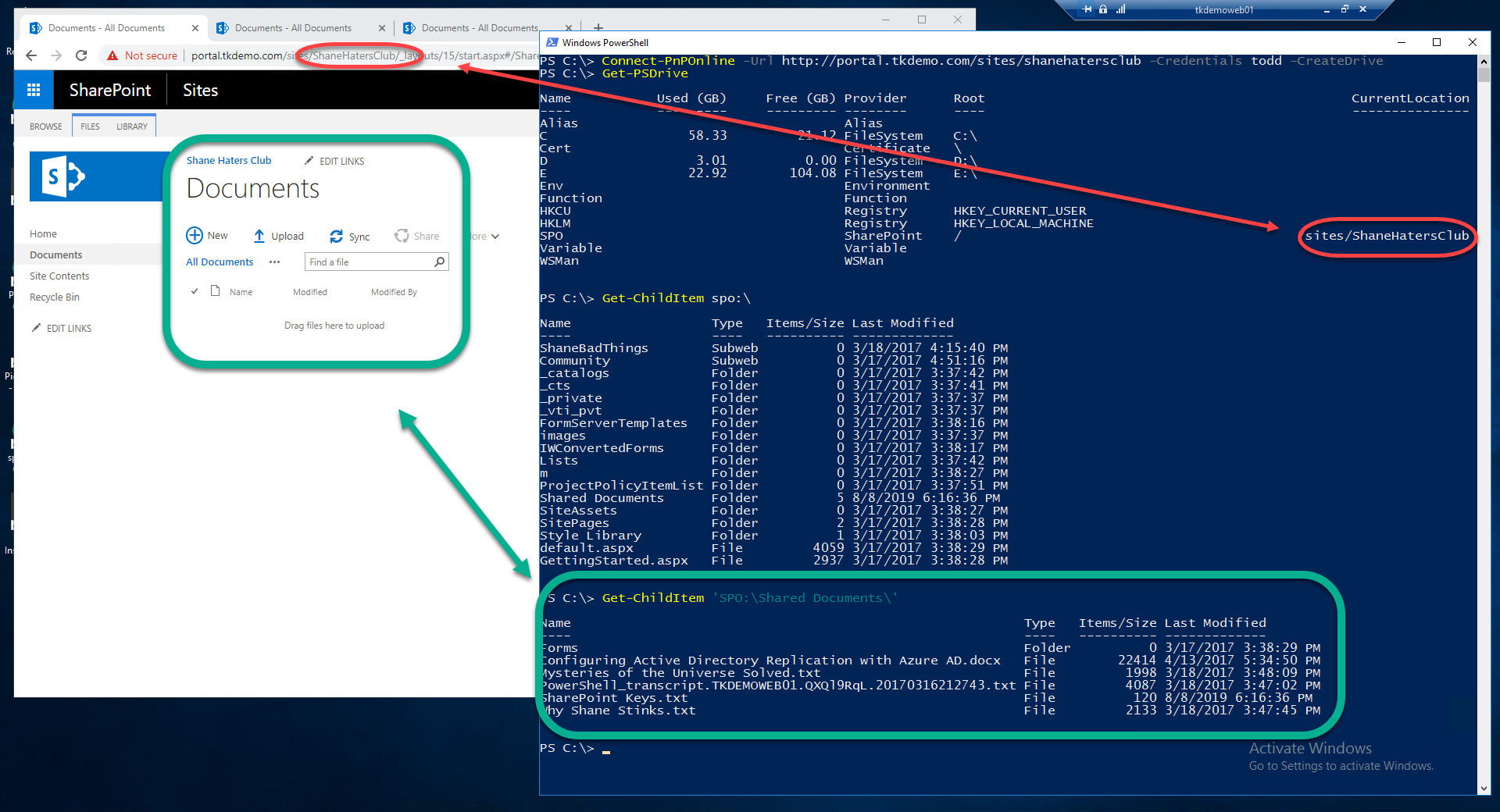 CreateDrive connects to root site collection instead