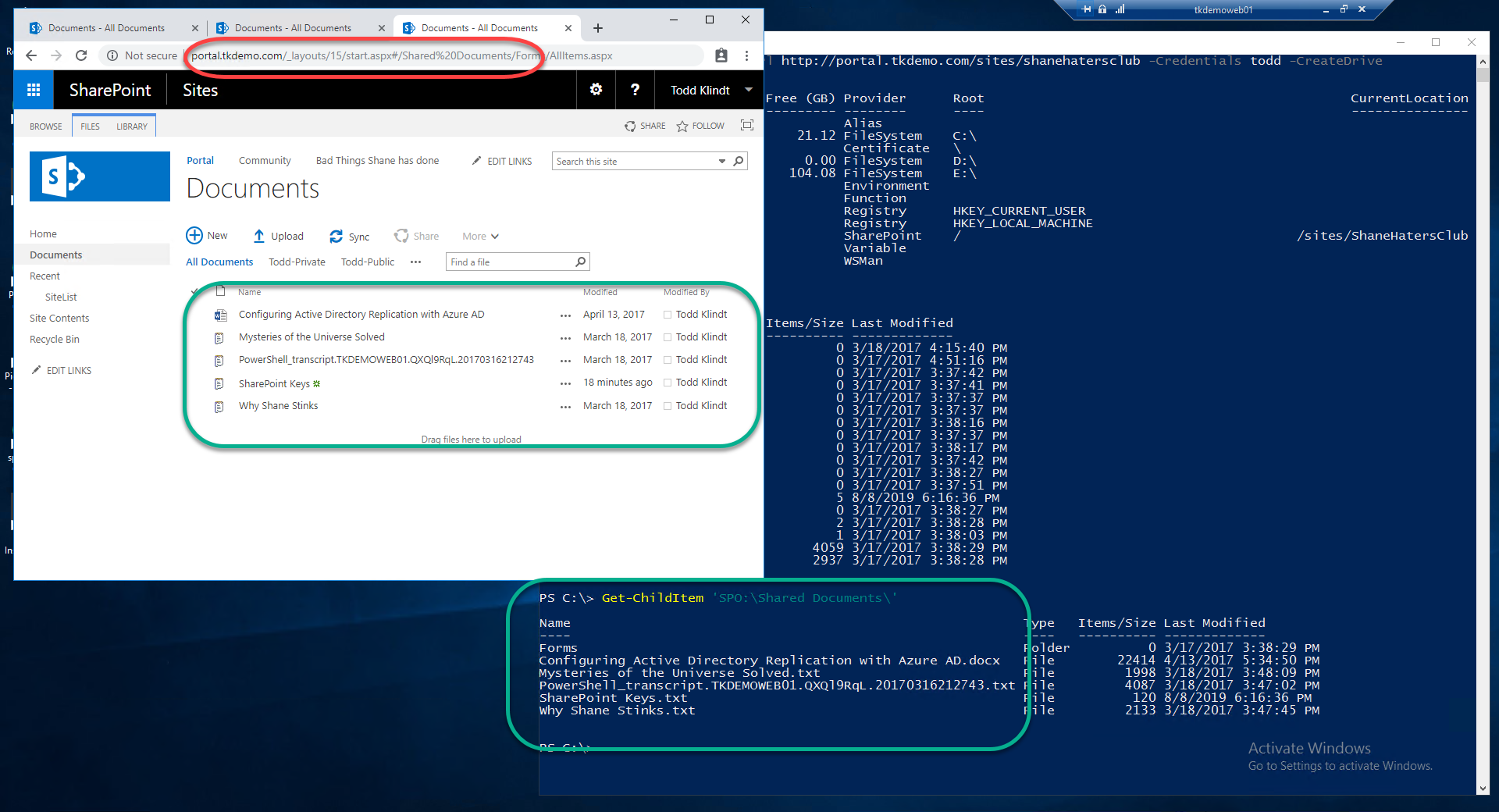 CreateDrive connects to root site collection instead