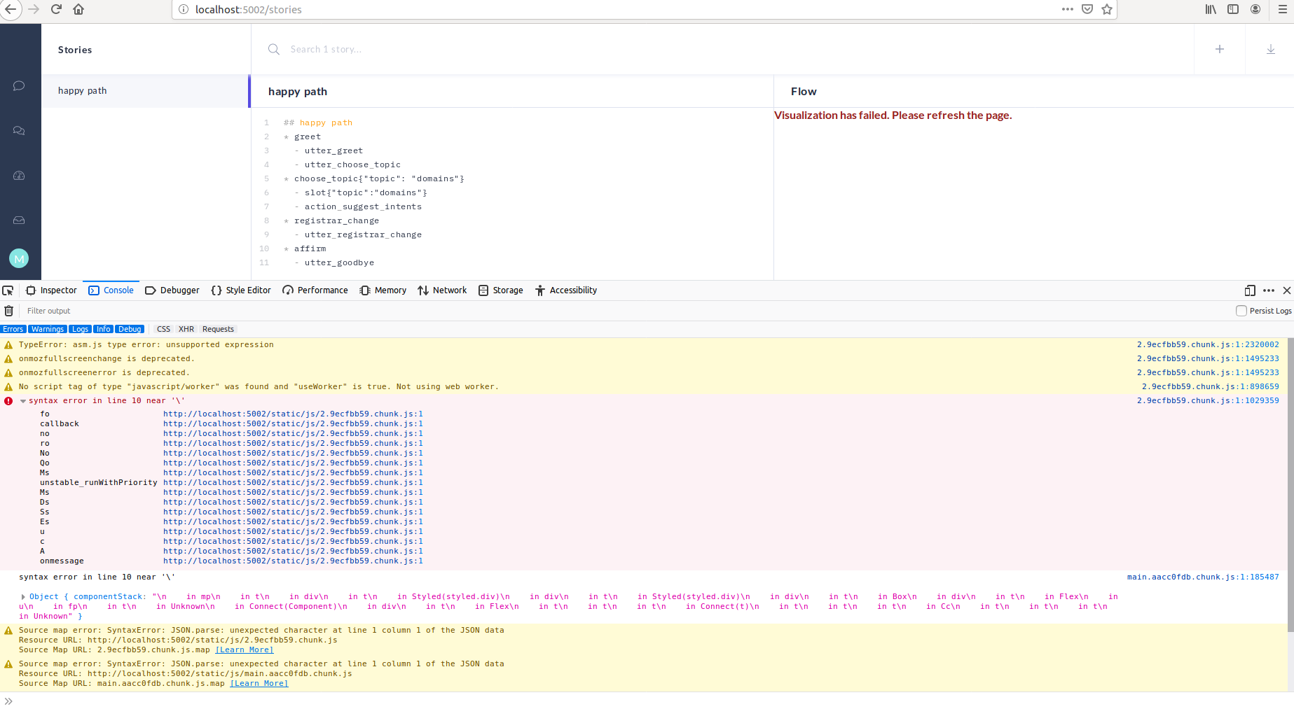 Exception: Visualization has failed. Please refresh the page. · Issue ...
