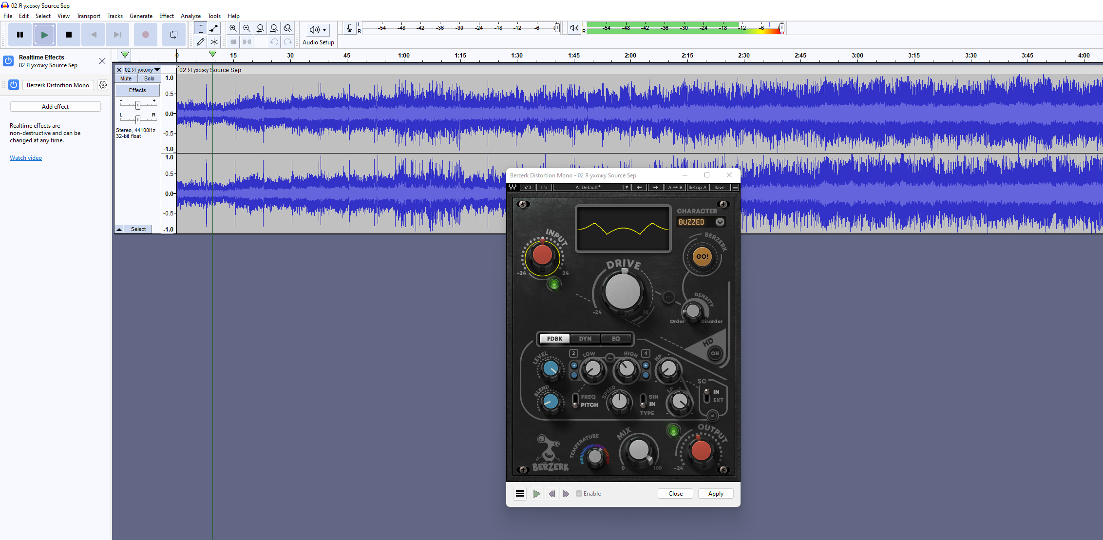 Applying mono VST3 to a stereo track corrupts the sound · Issue 3434