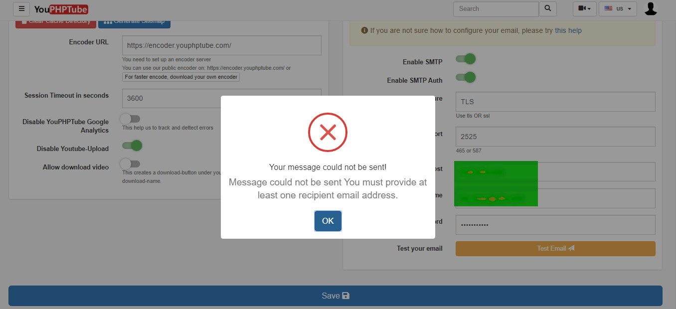 Message could not be sent You must provide at least one recipient email ...