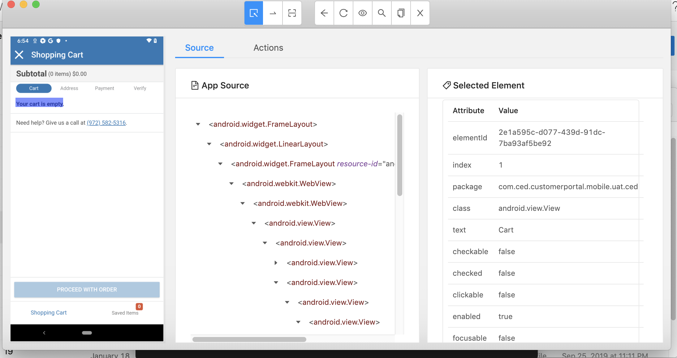 Appium inspector spying on incorrect elements with the android UI ...