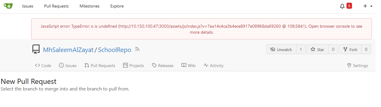 New Pull Request Error 002
