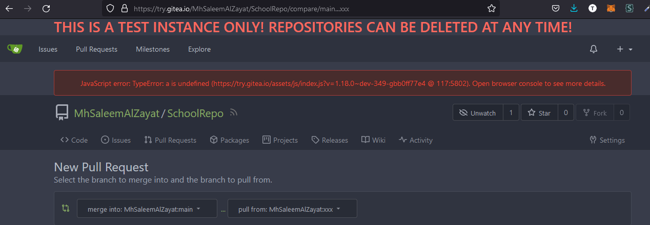 New Pull Request Error 003