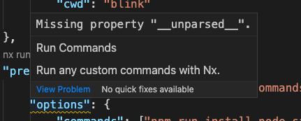 Run commands executor showing Missing property "__unparsed__" error in ...