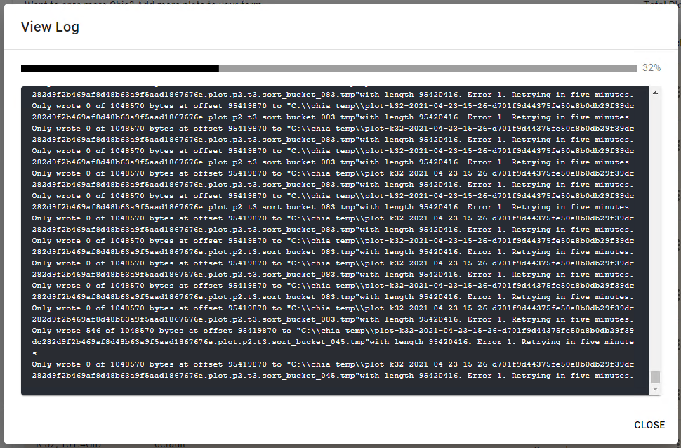[BUG] V1.1.0 (win 10) unable to finish a k32 plot due to temp files ...