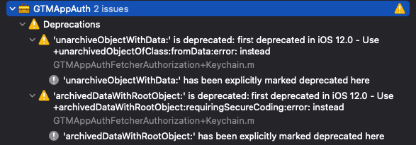 Update usage of deprecated methods · Issue #119 · google/GTMAppAuth ...