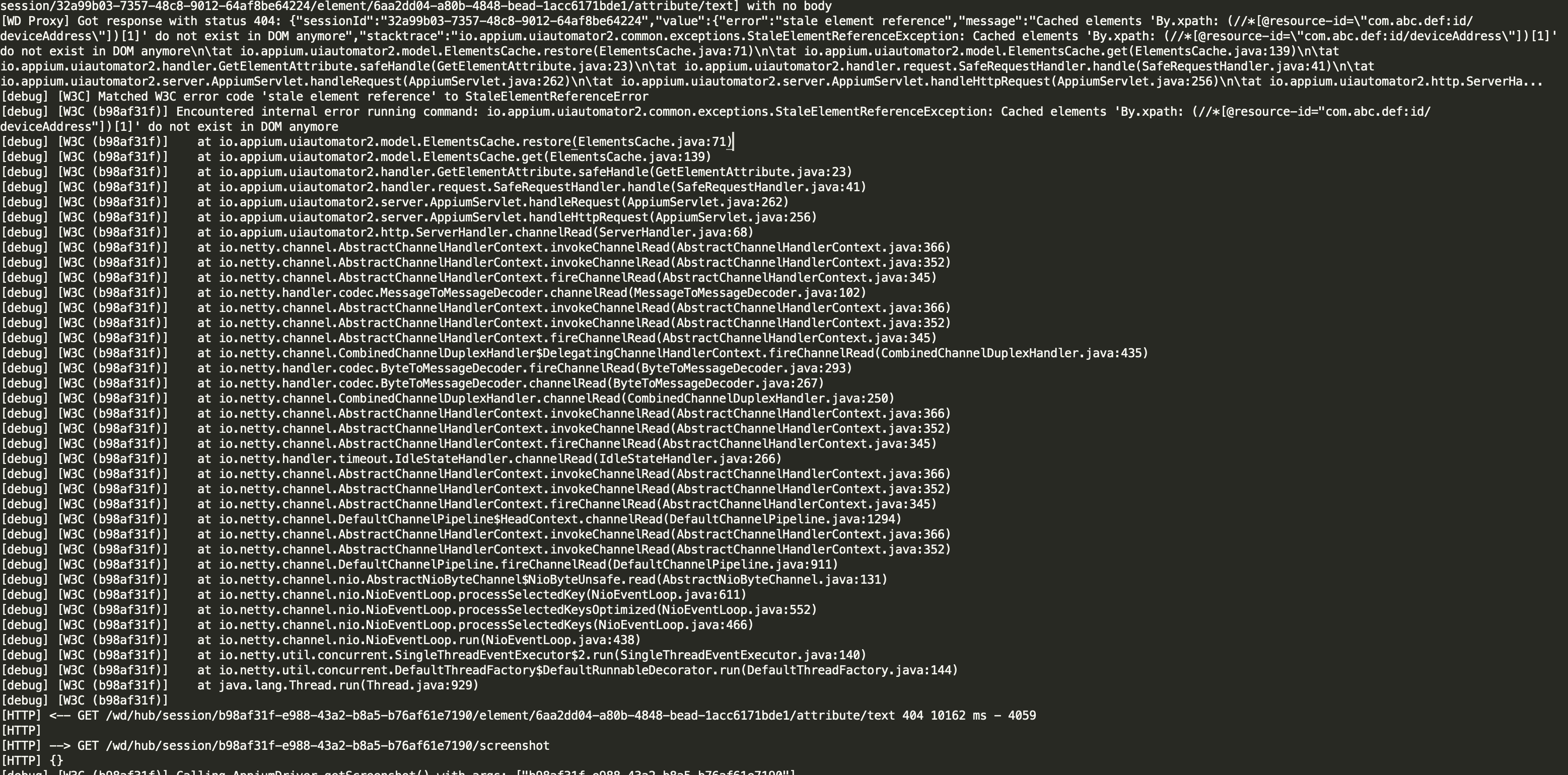RecyclerView Element id is not Visible in Appium Desktop if 2nd Page