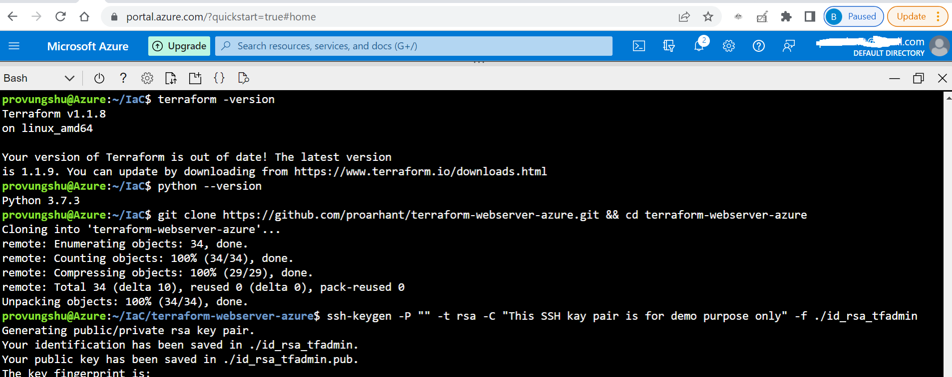 Python Terraform Code GitHub - proarhant/terraform-webserver-azure: Sample webserver ...