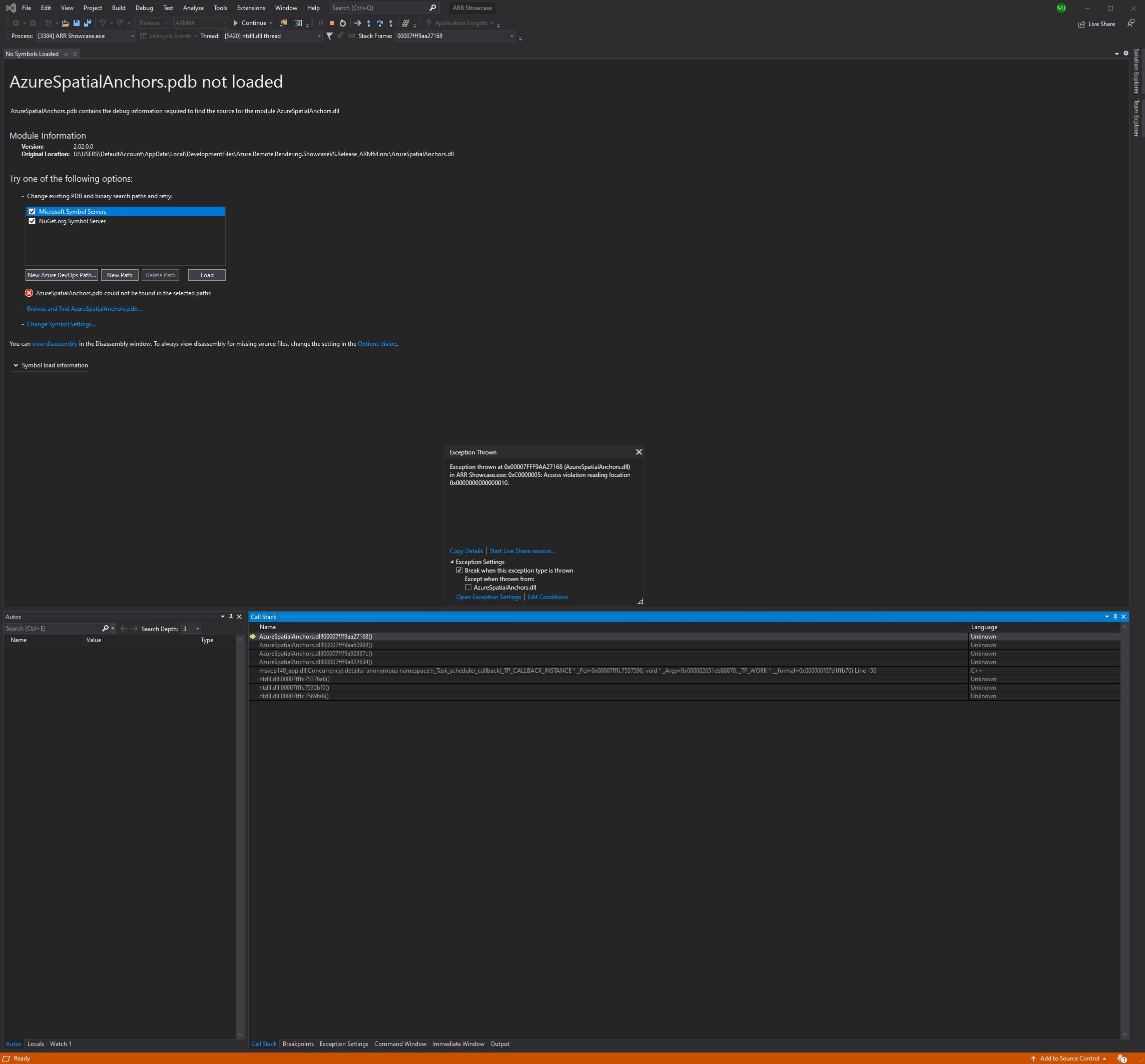 Exception on 0x00007FFA23A63498 (ntdll.dll) [...] "An invalid handle