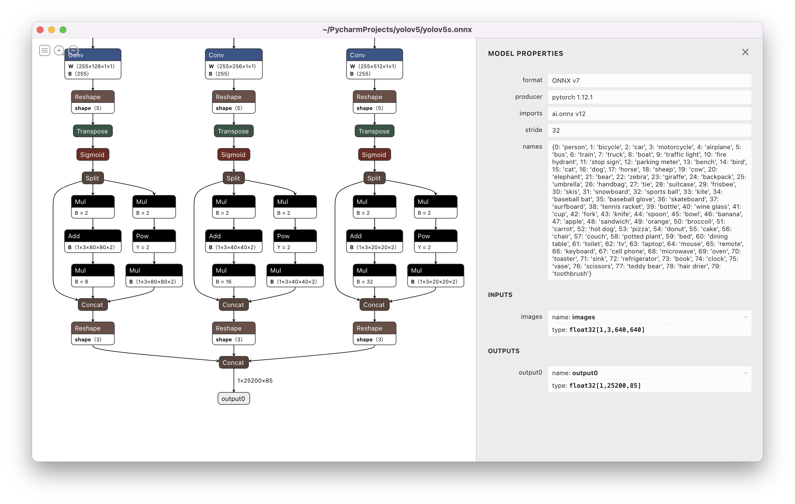 YOLO model visualization