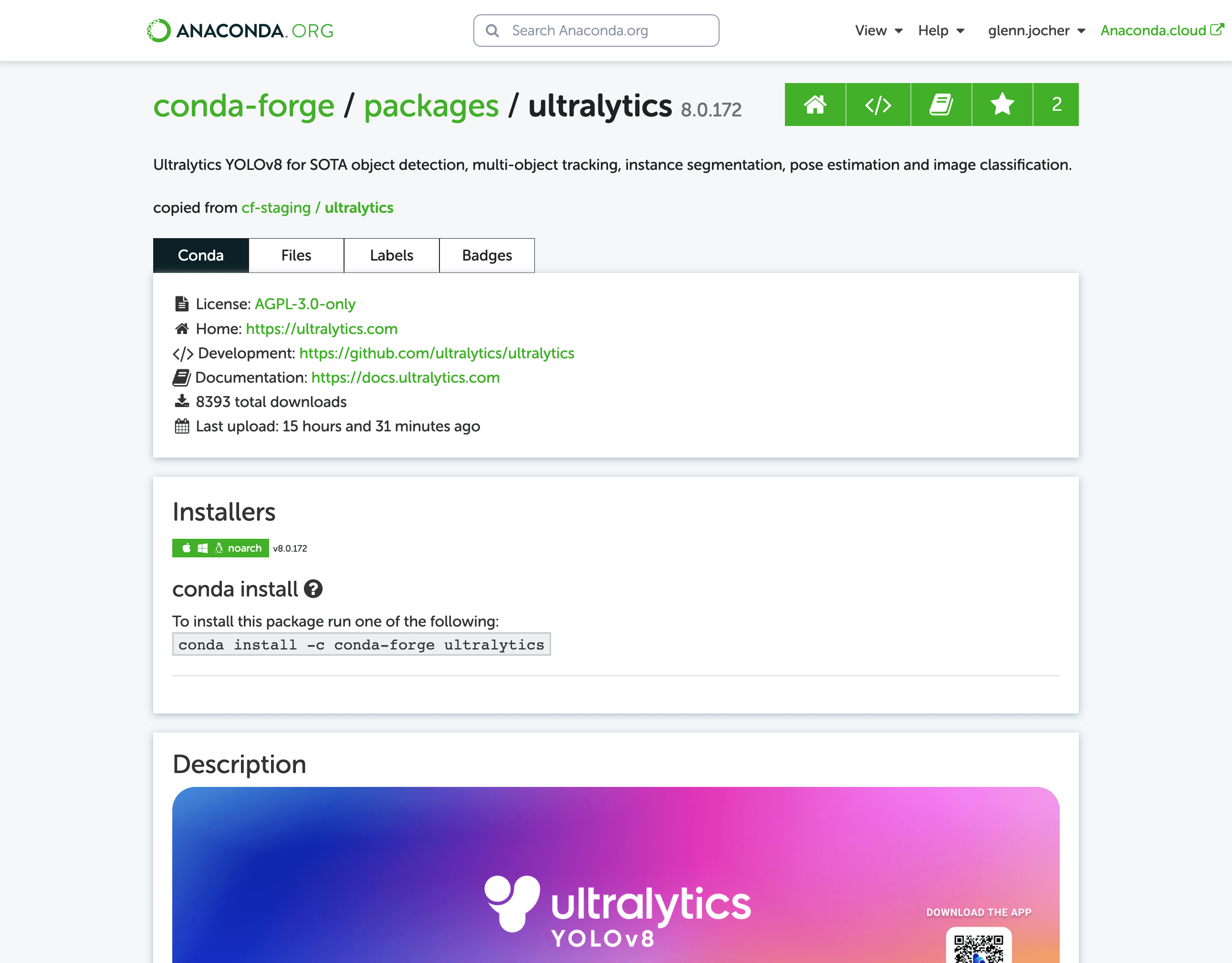 Ultralytics Trực quan gói Conda