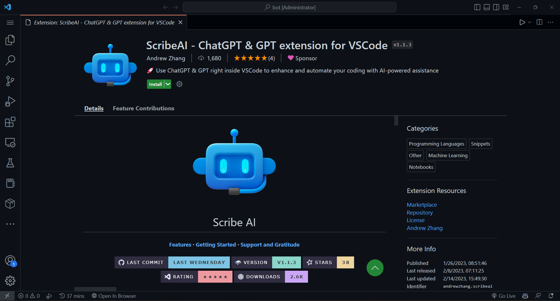 ChatGPT GPT Extension ScribeAI Visual Studio Marketplace