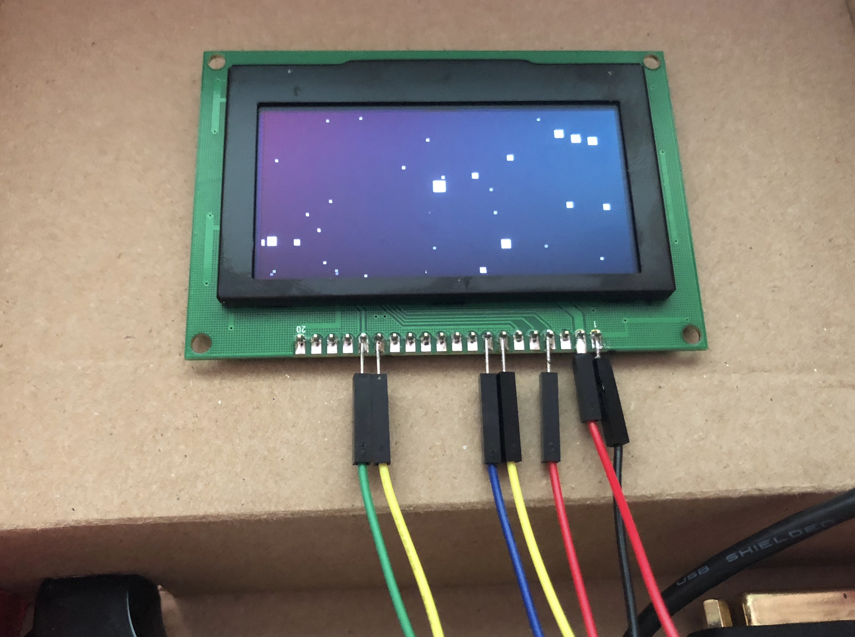 Mounted OLED display soldered starfield