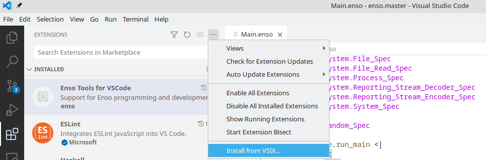 Install from VSIX... 