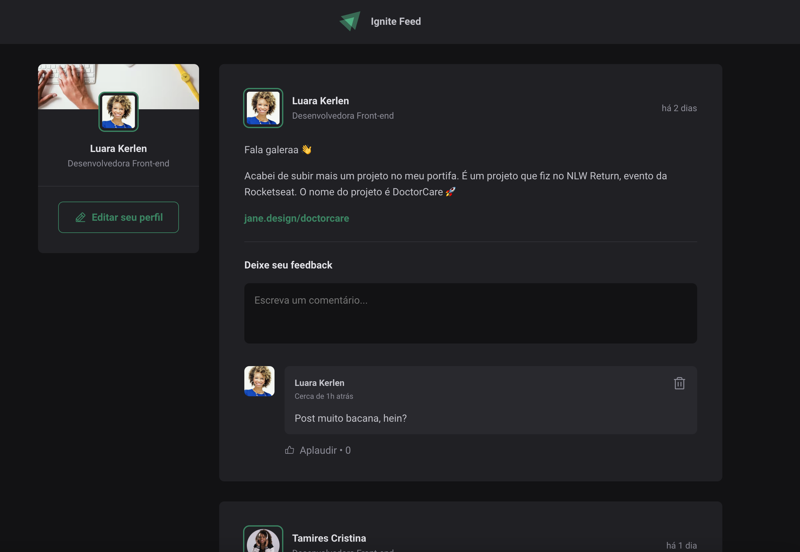 GitHub - luarakerlen/ignite-feed-ts: Projeto desenvolvido durante o ...