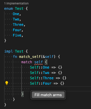 If applicable, use `Self` when filling match arms · Issue #6404 · rust ...