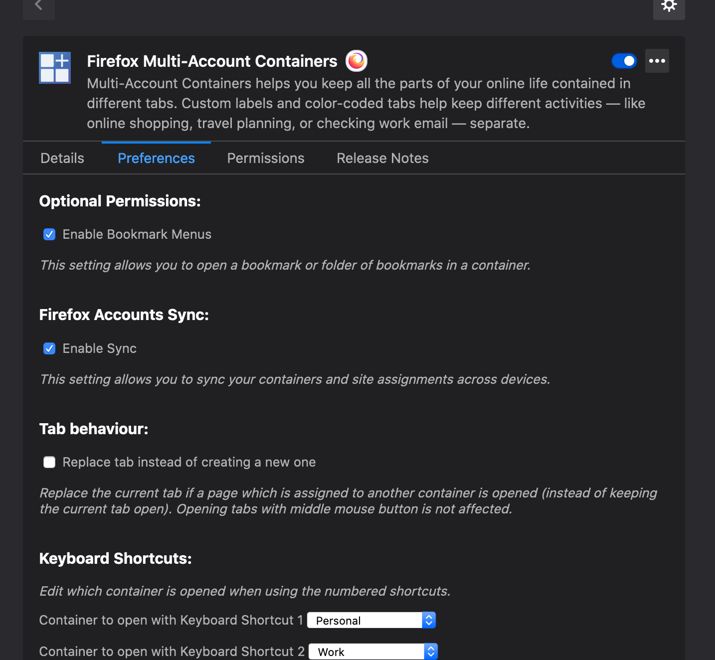 Select light/dark theme option in preferences panel · Issue #1948 · mozilla/ multi-account-containers