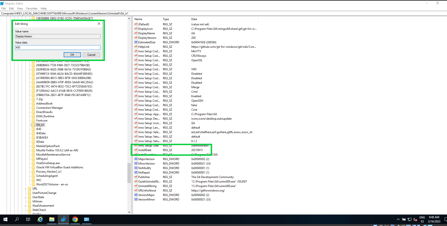 Validate cannot retrieve the windows package installation date if the
