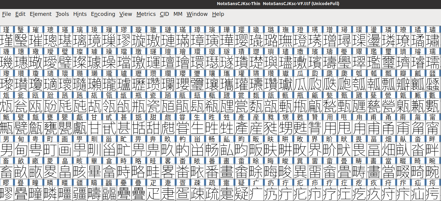 FontForge with NOTO