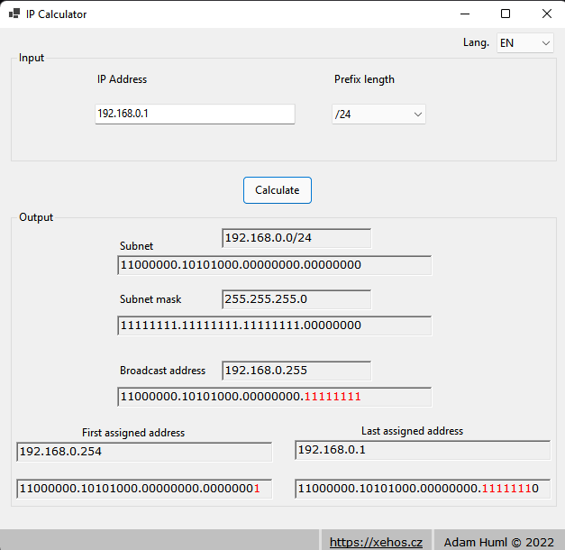 GitHub Xehos/IPCalculator C WinForms IP Calculator